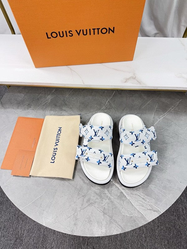Louis Vuitton Monogram Double-Strap Platform Slide Sandals