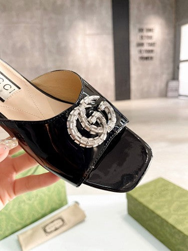 Gucci Double G crystal-embellished slide sandals