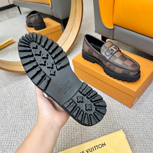 Louis Vuitton LV Initials Damier Ebene Chunky Lug-Sole Loafers