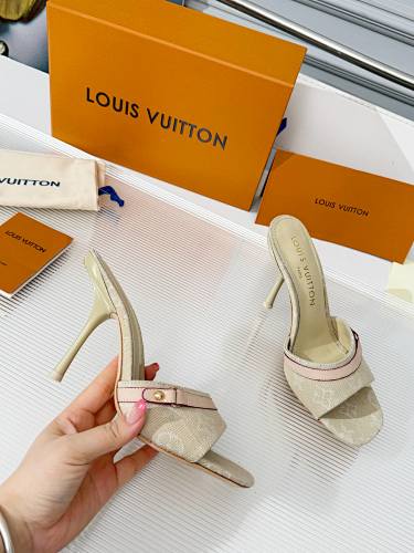 Louis Vuitton monogram mule sandals / heeled slide sandals