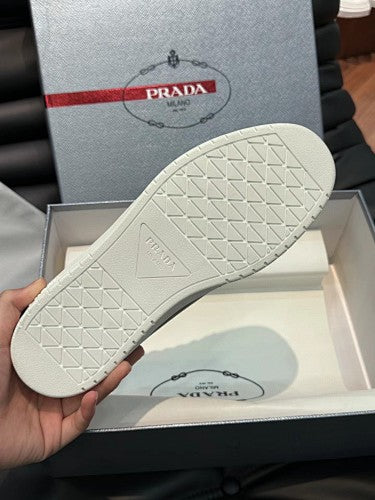 Prada White Leather Low-Top Sneakers