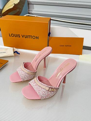 Louis Vuitton monogram mule sandals / heeled slide sandals