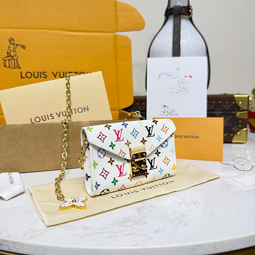 Louis Vuitton Pochette Métis East West White Monogram Multicolore Canvas