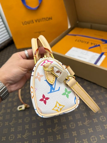 Louis Vuitton × Takashi Murakami Nano Speedy White Monogram Multicolore Canvas