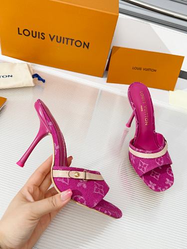 Louis Vuitton monogram mule sandals / heeled slide sandals
