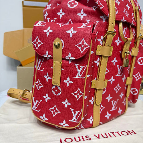 Louis Vuitton Christopher MM Backpack Red Monogram Canvas