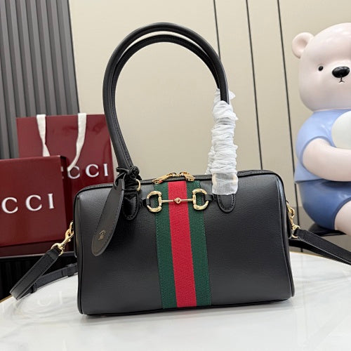 Gucci Horsebit Web Boston / Top Handle Bag