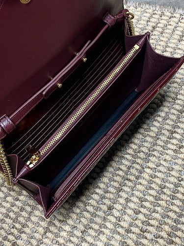 Saint Laurent (YSL) Burgundy Patent Leather Monogram Wallet