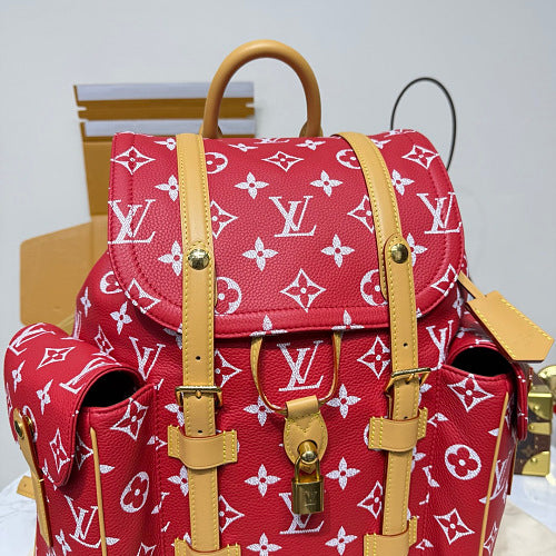 Louis Vuitton Christopher MM Backpack Red Monogram Canvas