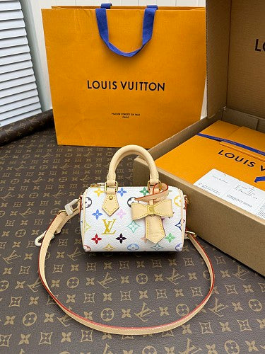 Louis Vuitton × Takashi Murakami Nano Speedy White Monogram Multicolore Canvas