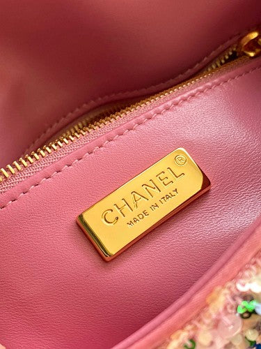 Chanel Pink Sequin Mini Rectangular Flap Bag