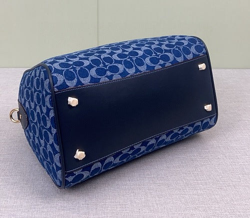 Coach Blue Denim Signature C Rowan Satchel