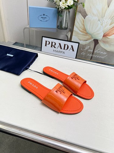 Prada Logo Flat Slide Sandals