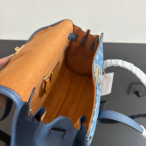 Coach Blue Denim Signature Jacquard Barrel/Satchel Bag