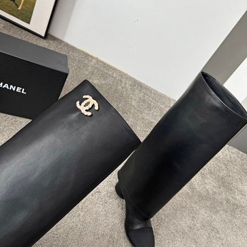 Chanel CC Logo Knee-High Riding Boot