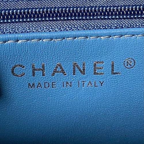 Chanel Blue Denim Camellia Jacquard Flap Bag