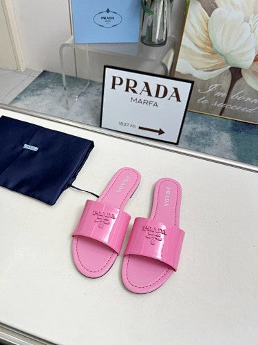 Prada Logo Flat Slide Sandals