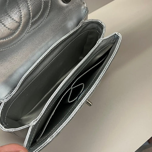 Chanel Metallic Silver Quilted Flap Bag