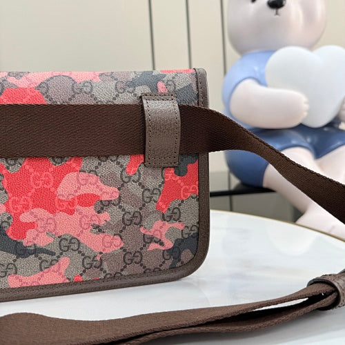 Gucci Small GG Belt Bag in Pink & Red Camouflage Marbled GG Monogra