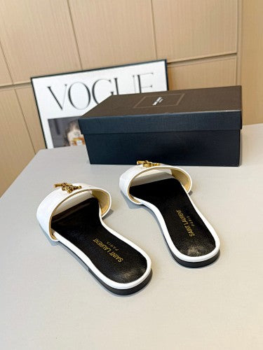 Saint Laurent YSL Cassandre Logo slide sandals