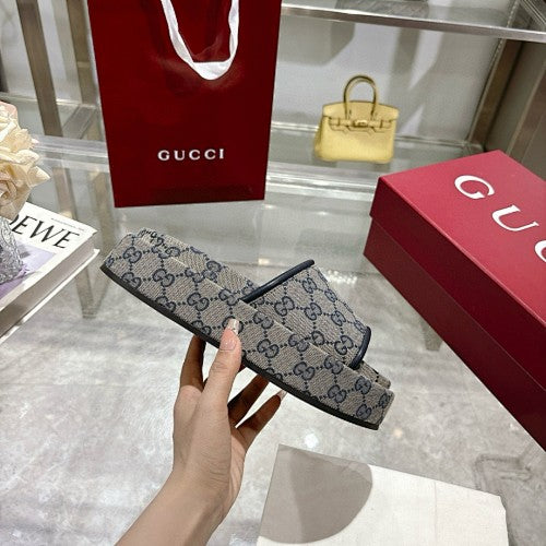 Gucci GG Monogram Canvas Flat Slide Sandals