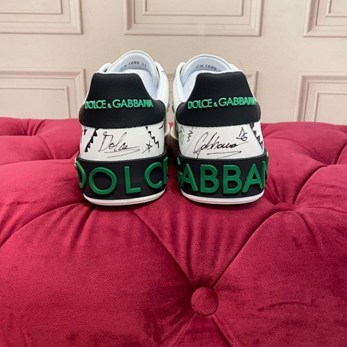 Dolce & Gabbana Portofino Graffiti Crest Low-Top Sneakers