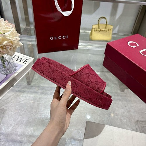 Gucci GG Monogram Canvas Flat Slide Sandals