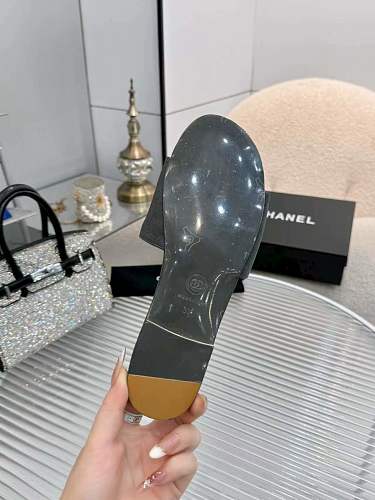 Chanel Pearl-Embellished CC Thong Sandals / Flip-Flops