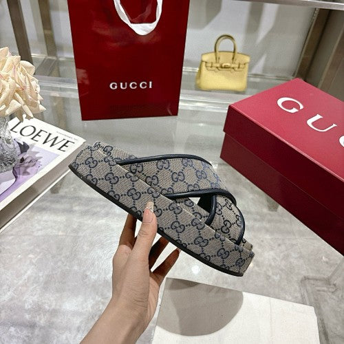 Gucci GG Supreme Canvas Crossover Platform Sandal