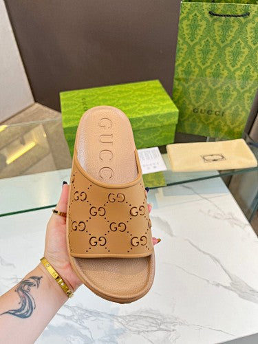 Gucci GG Perforated Platform Slide Sandals