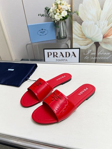 Prada Logo Flat Slide Sandals