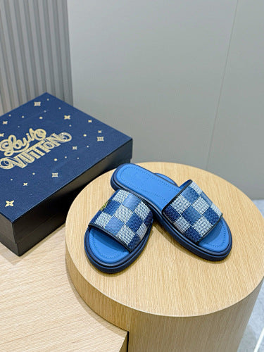 Louis Vuitton Damier Graphite Checkered Slide Sandals