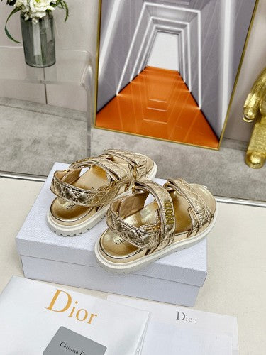 Dior Dioract Cannage Metallic Flat Sandals