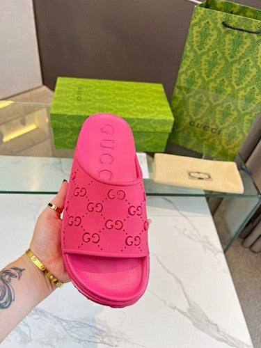 Gucci GG Perforated Platform Slide Sandals