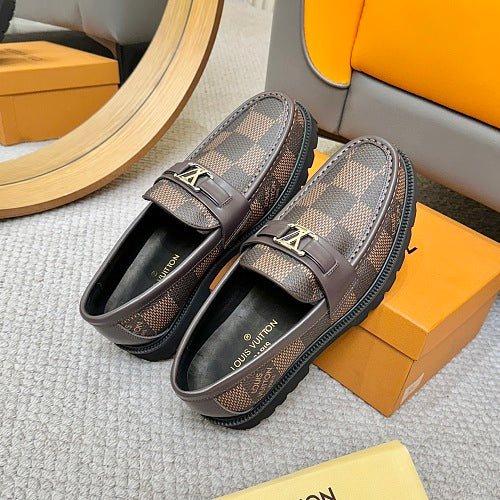 Louis Vuitton LV Initials Damier Ebene Chunky Lug-Sole Loafers