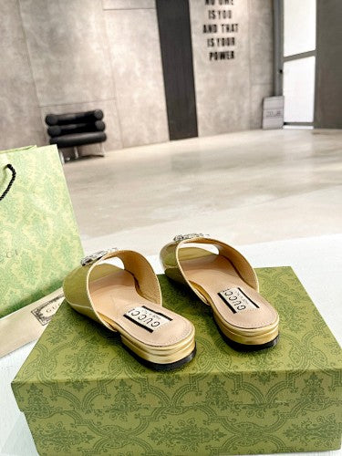 Gucci Double G crystal-embellished slide sandals