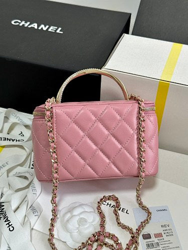 Chanel Pink Quilted Vanity Case