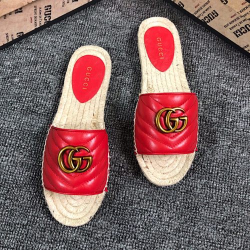 Gucci GG Marmont Matelassé Leather Espadrille Slides