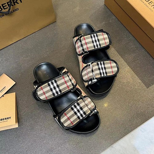 Burberry Vintage Check Double-Strap Slide Sandals