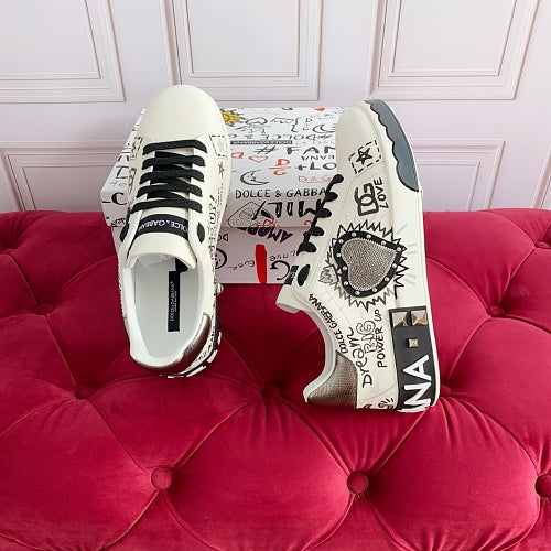 Dolce & Gabbana Portofino Light Graffiti Heart Sneakers