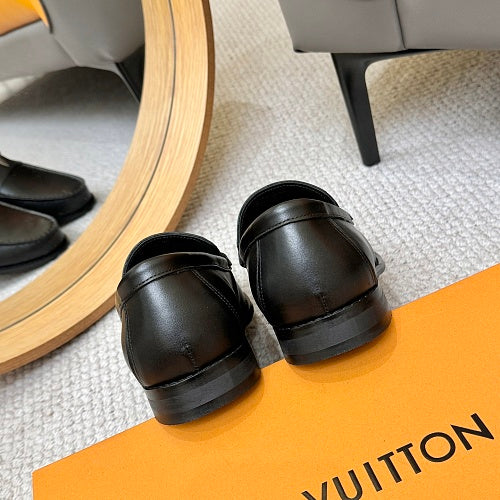 Louis Vuitton LV Initials Black Leather Loafers