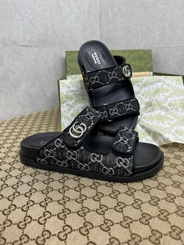 Gucci GG Crystal Jacquard Double-Strap Sandals
