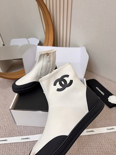 Chanel CC Logo Sock Ankle Boots