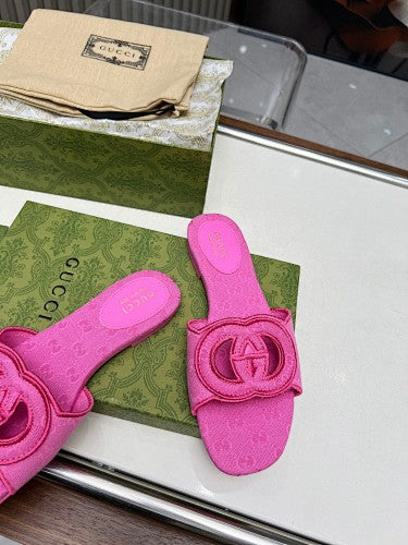 Gucci Interlocking G GG Canvas Slide Sandals