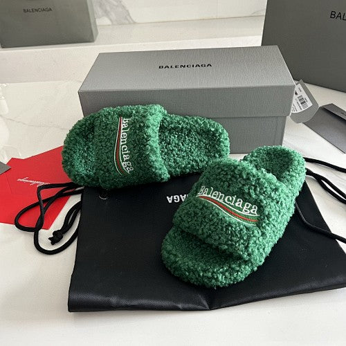 Balenciaga Furry Logo Slide Sandals