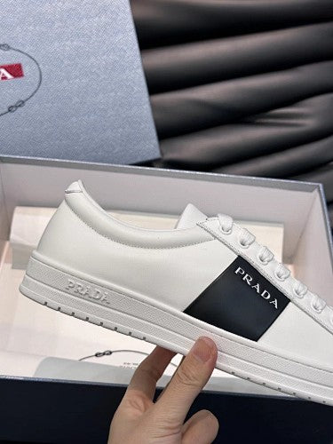 Prada White Leather Low-Top Sneakers