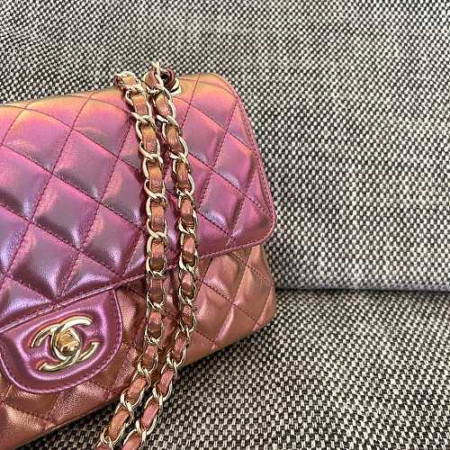 Chanel Classic Flap Bag Metallic Pink Ombré Quilted Leather