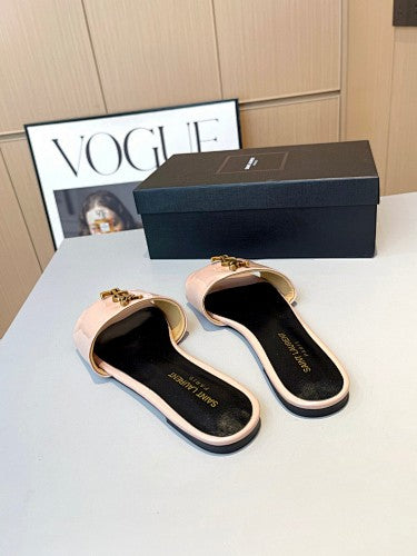 Saint Laurent YSL Cassandre Logo slide sandals