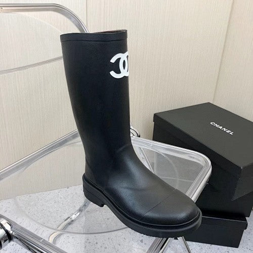Chanel CC Logo Tall Rain Boots