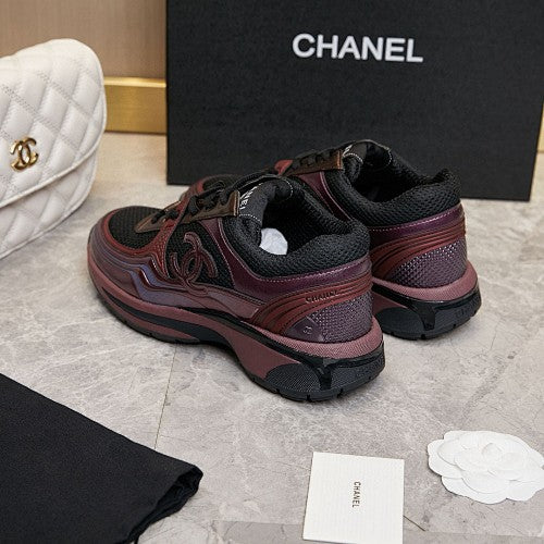 Chanel CC Logo Mesh & Leather Platform Runner Sneakers
